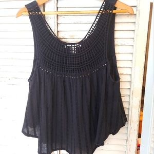 Amuse Society Cotton Mesh Beaded Crop Top Large